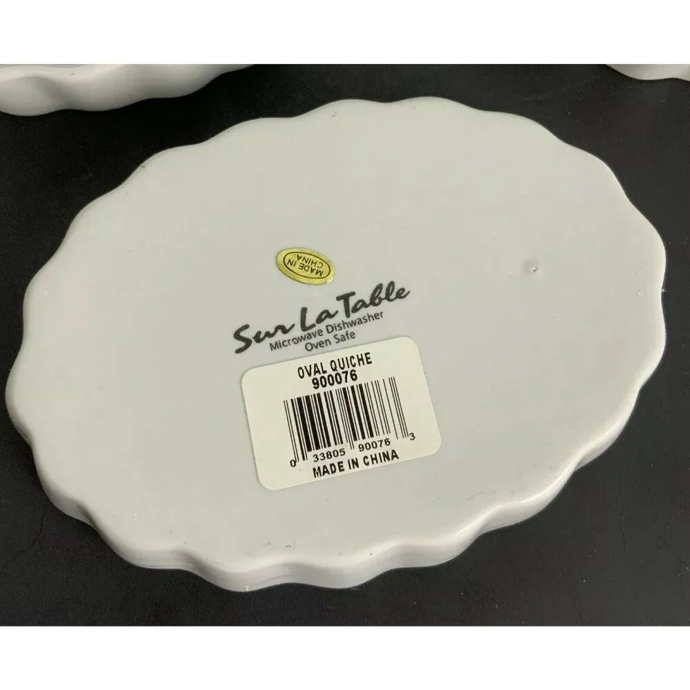 Sur La Table White Ceramic Oval Quiche Casserole Dishes Set Of 4 Scalloped Edge